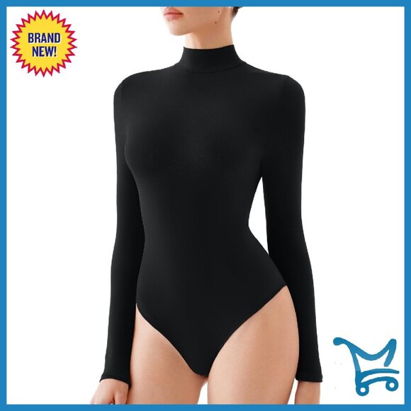 Women's Slim Fit Turtle Neck Bodysuit Long Sleeve Layering Top